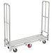 A silver metal Winholt U-Boat cart with red wheels.