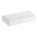 A 6" x 3 1/4" x 1 1/8" white candy box with a lid.