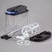A black plastic Bunn hopper set with lighted lids.