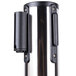 A close-up of the metal Aarco Chrome crowd control stanchion.