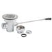 A T&S stainless steel rotary waste valve with twist handle.