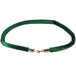 A green velvet rope with brass ends.