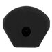 A close up of a black plastic corner post with a hole.