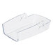 A clear plastic container with two holes.