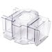A clear plastic container with a hole in the middle.
