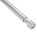 A close-up of a silver metal rod with a screw on the end.