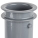 A grey plastic pipe with a metal cap.