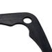 A black plastic plate gasket with a hole in the middle.