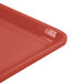 A close-up of a raspberry cream Cambro dietary tray.