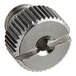 A metal tip with a small hole at the end.