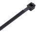 A black cable tie with a square hole.