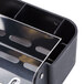 A black metal crumb tray with two compartments.