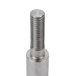 A close up of a stainless steel threaded screw.