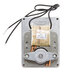 A small metal motor with wires.