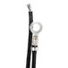 A black leather cable with a metal hook.