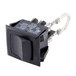 A black toggle switch with silver wires.