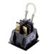A black electrical switch with two wires.