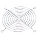 A metal fan assembly with a circular design.