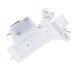 A white plastic piece with screws and metal clips.