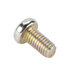 A close-up of a metal screw with a metal head.