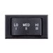 A black rectangular Waring rocker switch with white text reading "med hi"