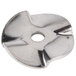 A close-up of a silver stainless steel Waring solid agitator disc with a hole in the center.