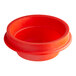 An orange plastic funnel support for a Bunn coffee brewer.