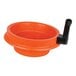 An orange plastic Bunn funnel support assembly with a black handle.