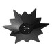 A black star shaped object with a black star shaped blade.