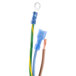A blue and green electrical cable with a yellow connector.