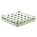 A white plastic Vollrath glass rack divider with green accents.