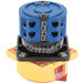 The ARY Vacmaster Power Switch, blue and yellow with a red button.