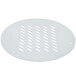 A white round metal plate with holes.