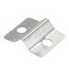 A stainless steel Waring thermostat bracket with two holes.