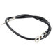 A black and silver cable with a black lead.