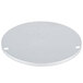 A white circular metal object with holes.