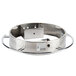 A stainless steel round metal base shell with a metal ring.