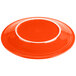 A close-up of a Fiesta® Poppy China round chop plate with a white border.