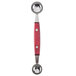 A red and silver Thunder Group Double Melon Baller with a handle.