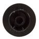 A black circular knob with a hole in it.