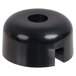 A black plastic knob with a hole in it.