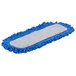 A blue and white Carlisle microfiber dry mop pad.