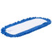 A blue Carlisle microfiber dry mop pad with white fringe.