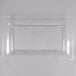 A clear rectangular styrene platter with a rectangle shape.