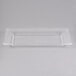 An American Metalcraft clear rectangular styrene platter with a handle.