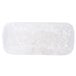 A white rectangular plastic platter with a white flower design.