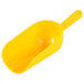 A yellow plastic scoop with a handle.