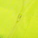 The back of a neon yellow Cordova high visibility safety vest with a zipper.