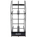 A black metal rack with four shelves for Bunn MHG Smart Hoppers.