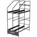 A black metal Bunn rack with shelves.